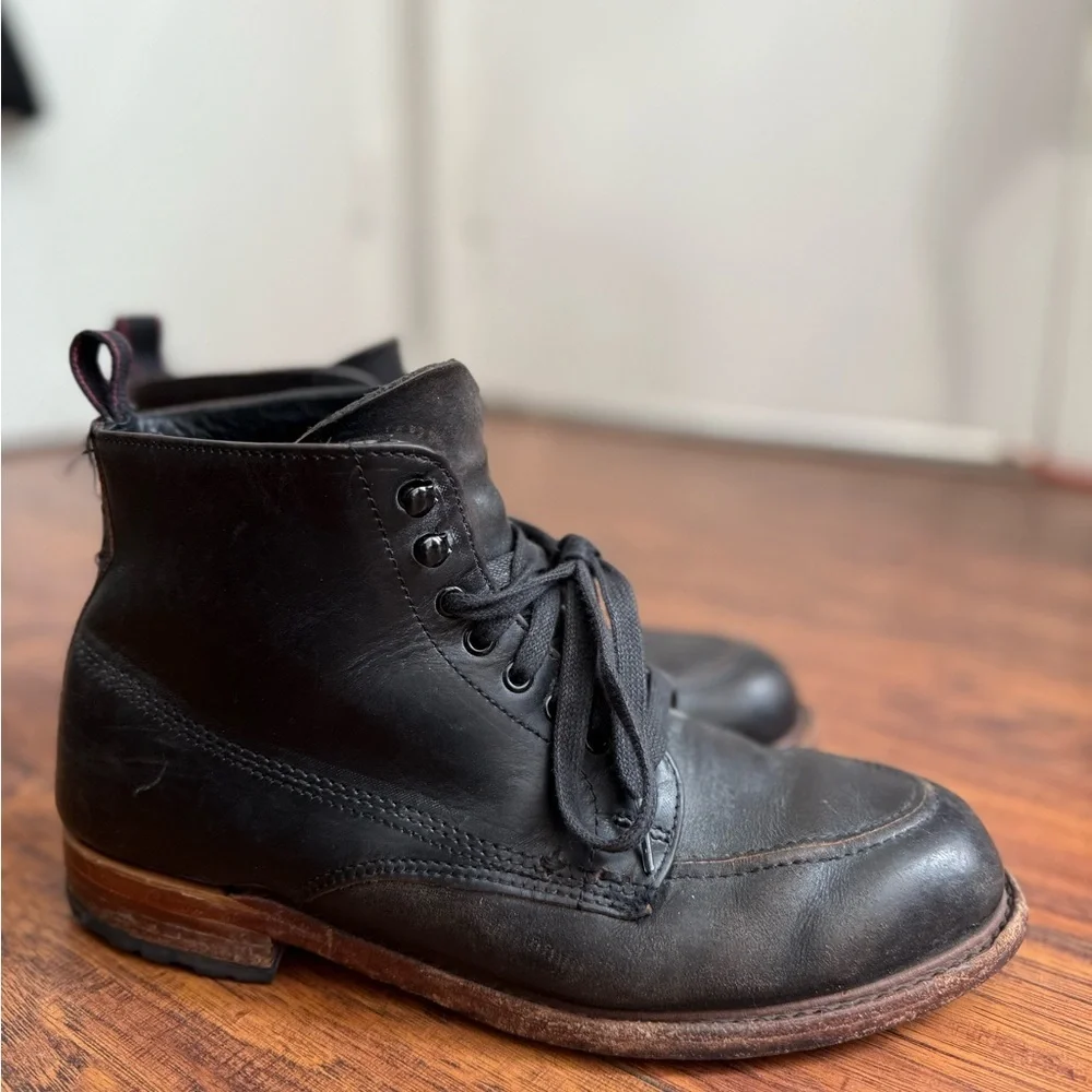 Rag & Bone Men’s Rowan Black Leather Cowhide Lace Up Boots | Size 41 / US 8